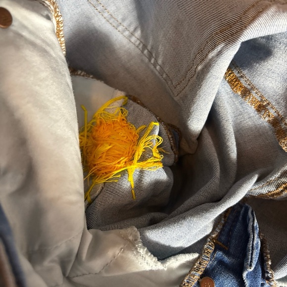 MADEWELL Cali Demi Boot Hand Embroidered Hippie Peace Sign Jeans Upcycled Sz 31 - Picture 7 of 16